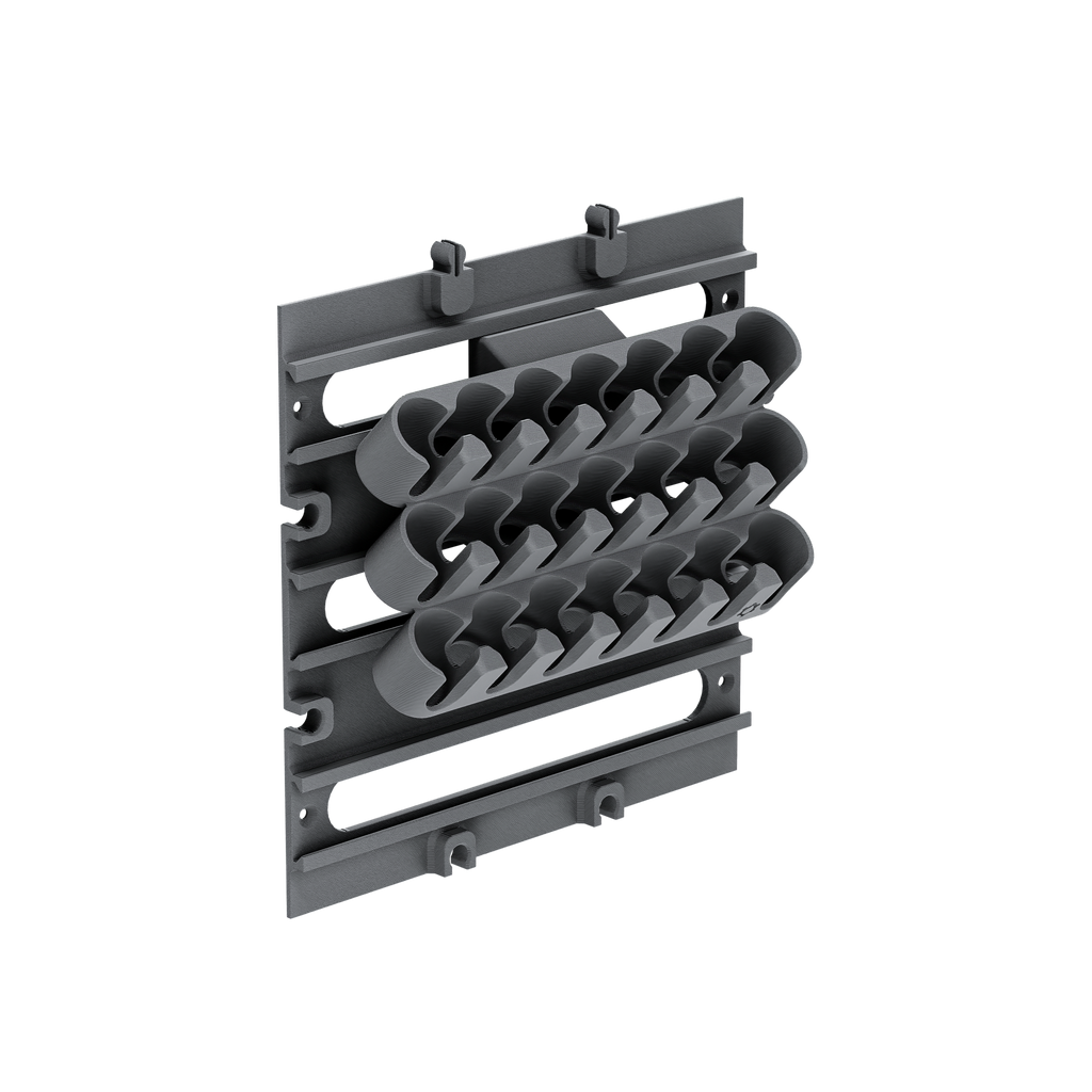 Multi row 26mm paint rack mounted on the plate